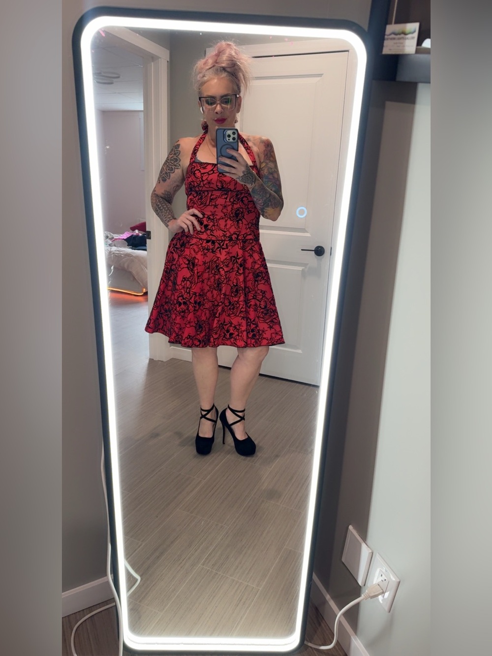 ❤️🖤 Rockabilly Bombshell Fit & Flare Dress 🖤❤️